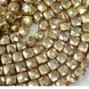 Natural Golden Pyrite Coated Faceted 3D Box Cube Beads Strand Length 8 Inches and Size 7mm approx.
